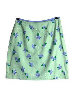 Lily Pulitzer Women's Vintage Penelope Floral Skirt Green Purple Size 8